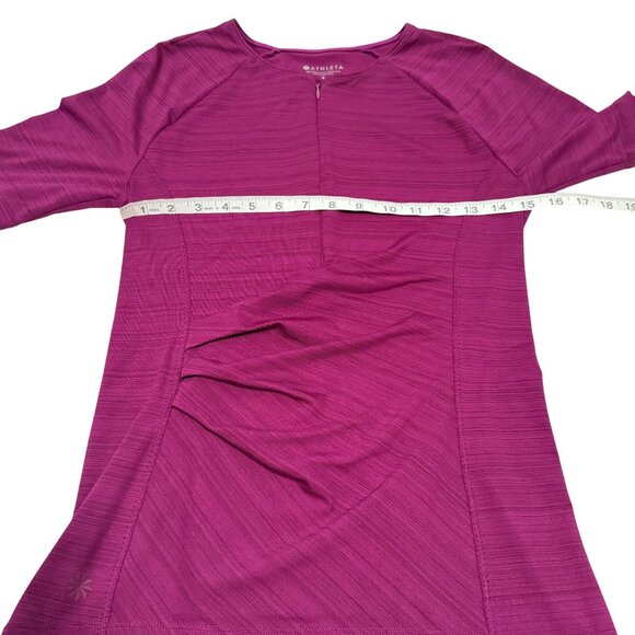 Athleta Pacifica Wrap Front 1/2 Zip Fuscia Tee Size S - Picture 7 of 8